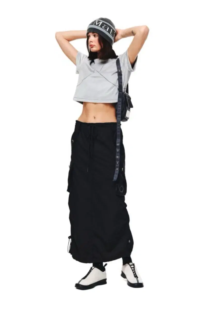 (W) Matin Kim Shirring Cargo Maxi Skirt